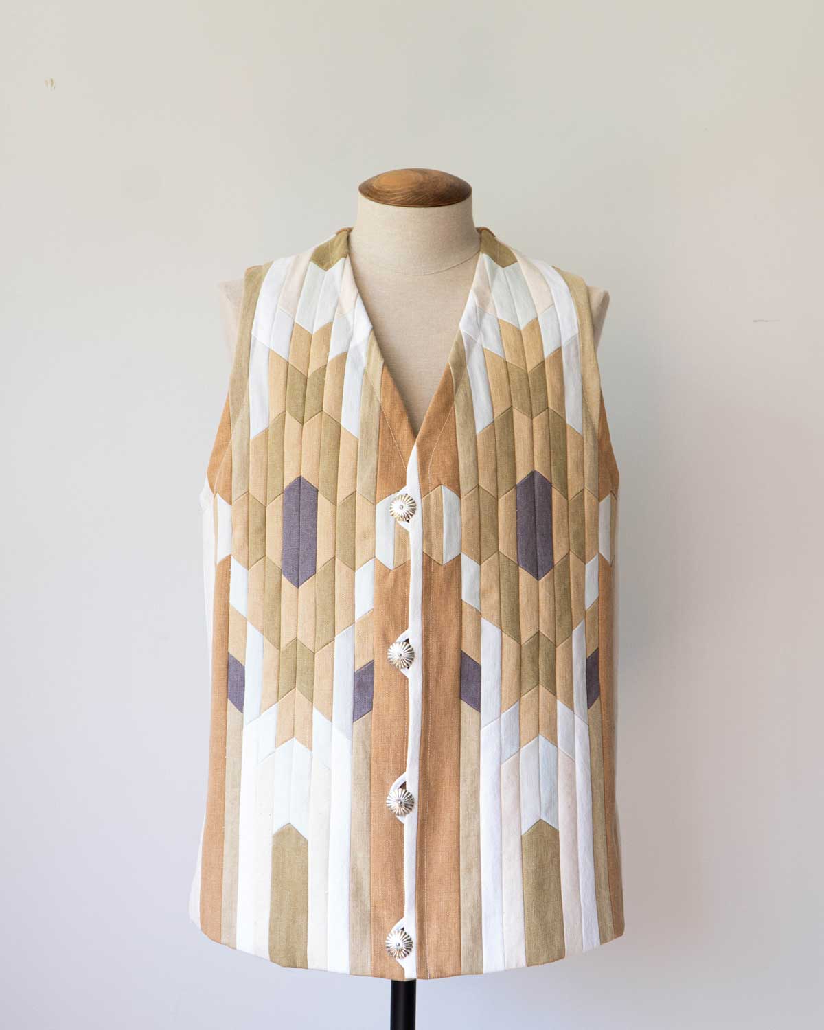 Tranescent / REWORK DENIM VEST - Natives pattern -