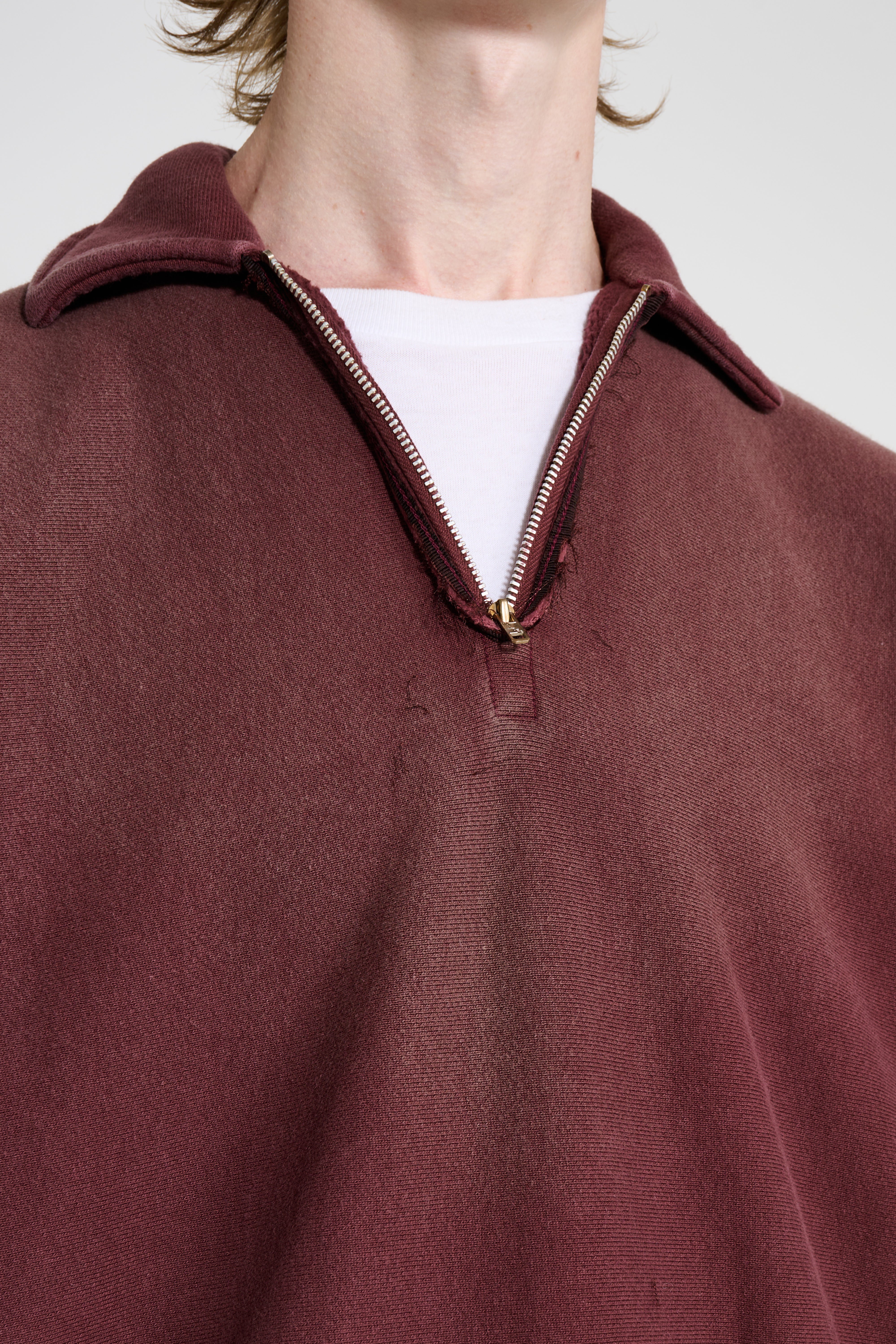 A.PRESSE Vintage Half Zip Sweatshirt Burgundy – Très Bien
