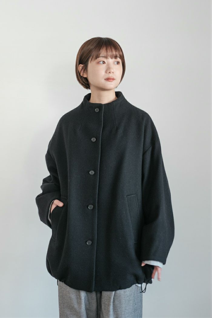 yuni ユニ W/super100 bottleneck drawstrings hem コート(25AW
