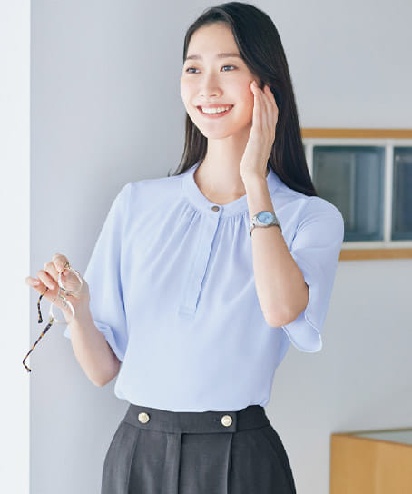 全3色】四分袖プルオーバーブラウス（ストレッチ） U82556 | 事務服