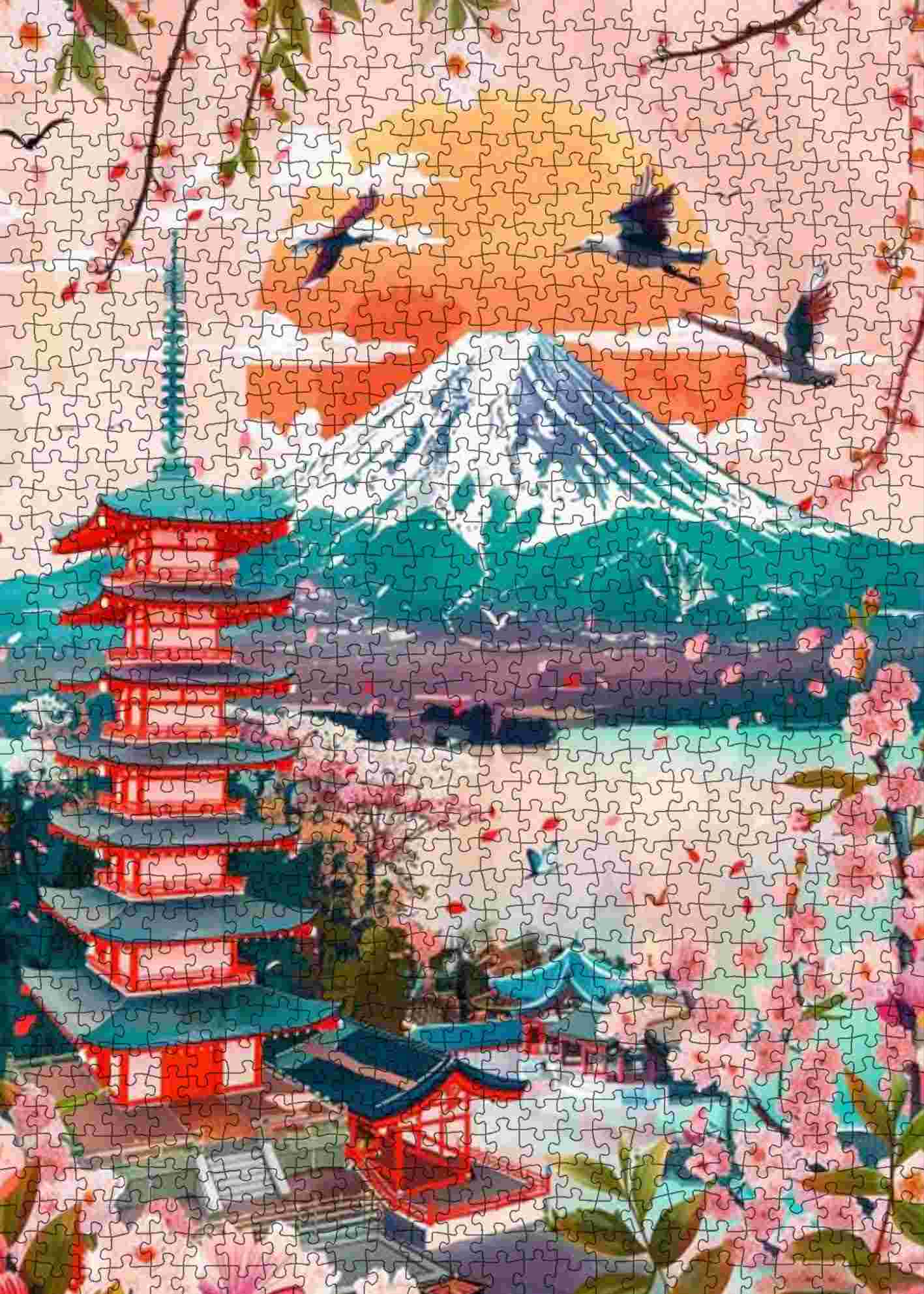 Cherry Blossoms and Mount Fuji Jigsaw Puzzle – Tucocoo