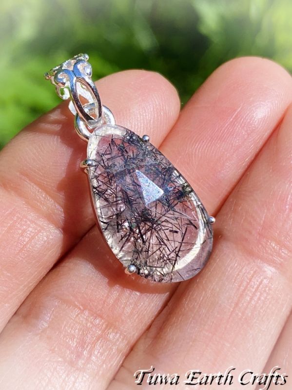 高品質ブラックトルマリンインクォーツ ペンダントトップ