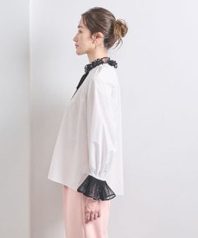 レースプリーツ フリル ブラウス