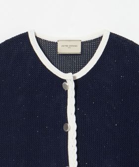 メッシュ スパンコール ニットカーディガン ―ウォッシャブル―