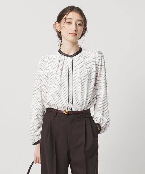 バイカラー パイピング ブラウス