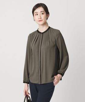 バイカラー パイピング ブラウス