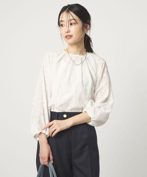 カットジャガード ブラウス