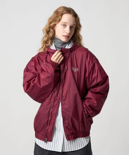 6(ROKU)＞フーデッド ナイロン ジャケット WINE