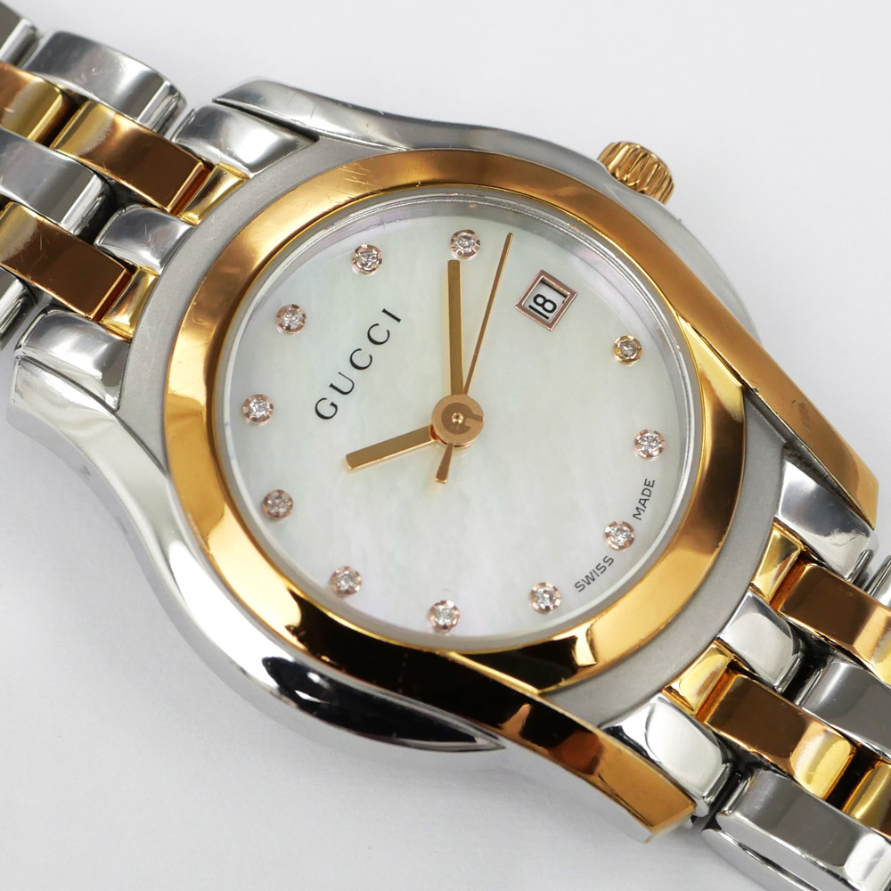 可動品【GUCCI/グッチ】5500L 11Pダイヤ スイス製 デイト ブラック