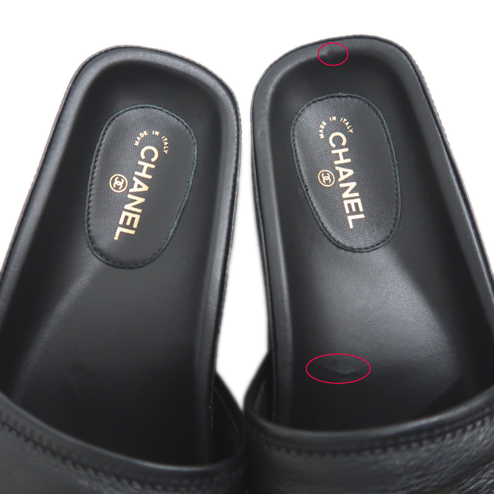 名東】【CHANEL】シャネル マルチカラー ロゴサンダル G38933 ブラック