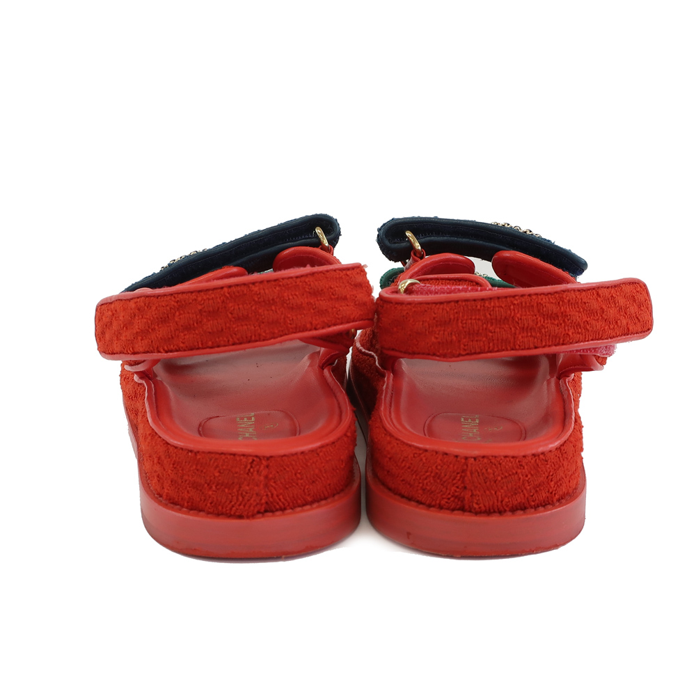 天白】【CHANEL】シャネル スポーツサンダル レッド×ブルー×グリーン