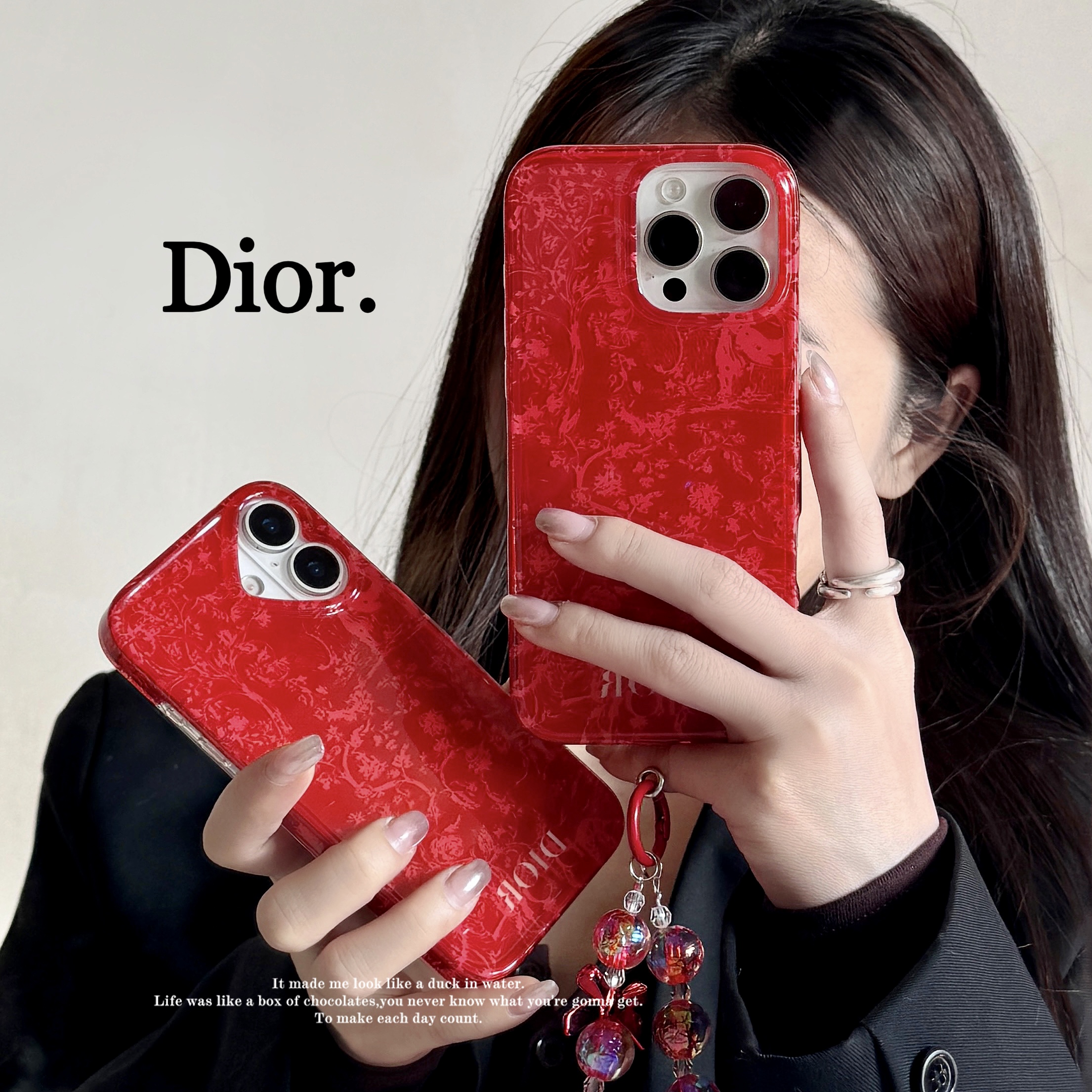 新作 ディオール iPhone16 Pro Maxケース レッド 華やか Dior iPhone16