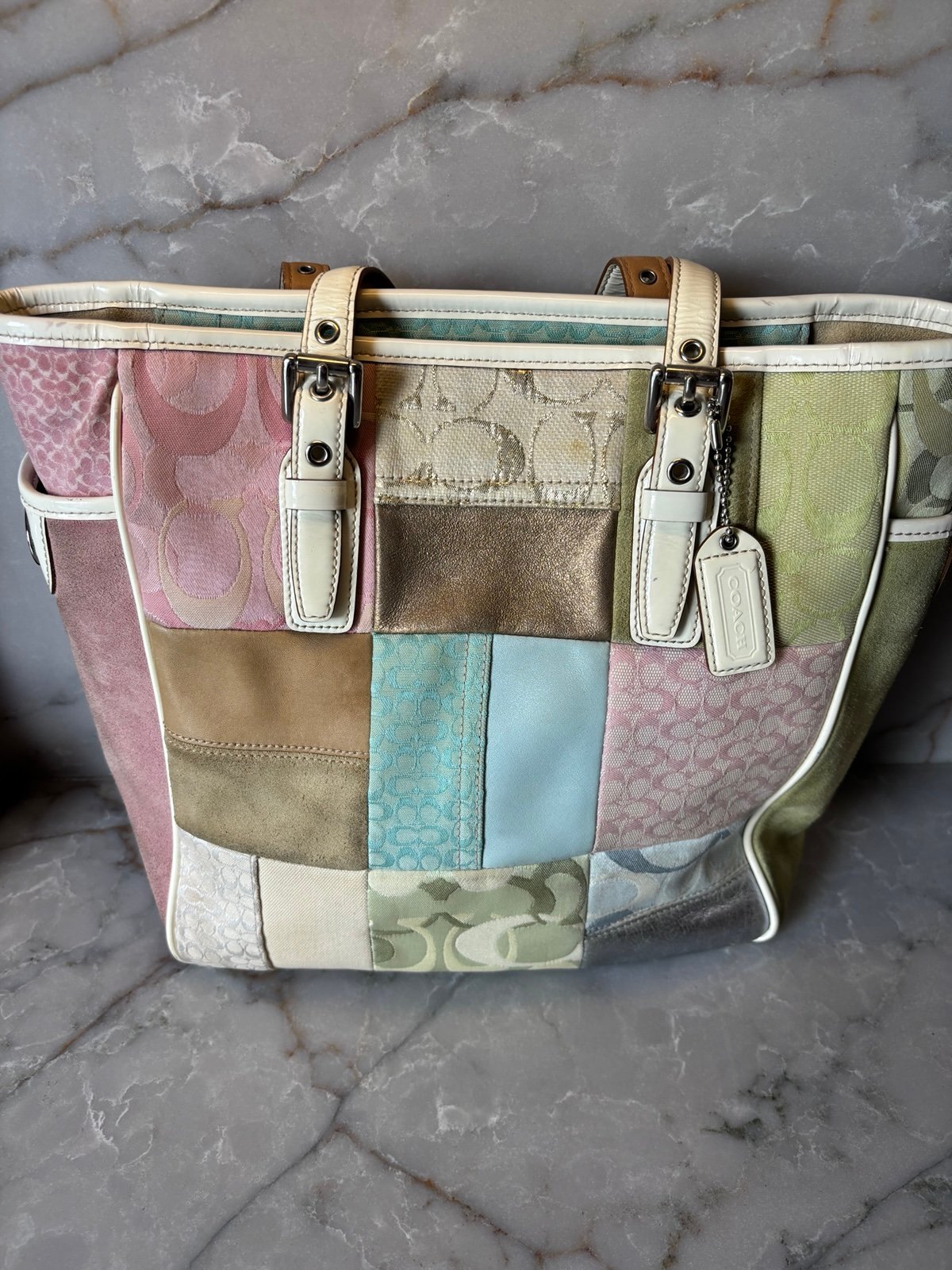 Coach pastel patchwork purse | Mercari