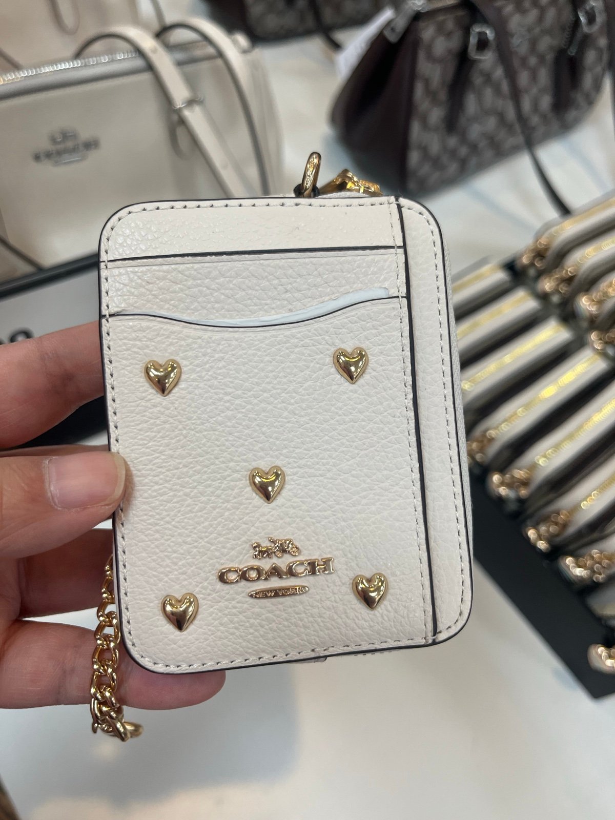 Coach Zip Card Case With Heart Rivets NWT | Mercari