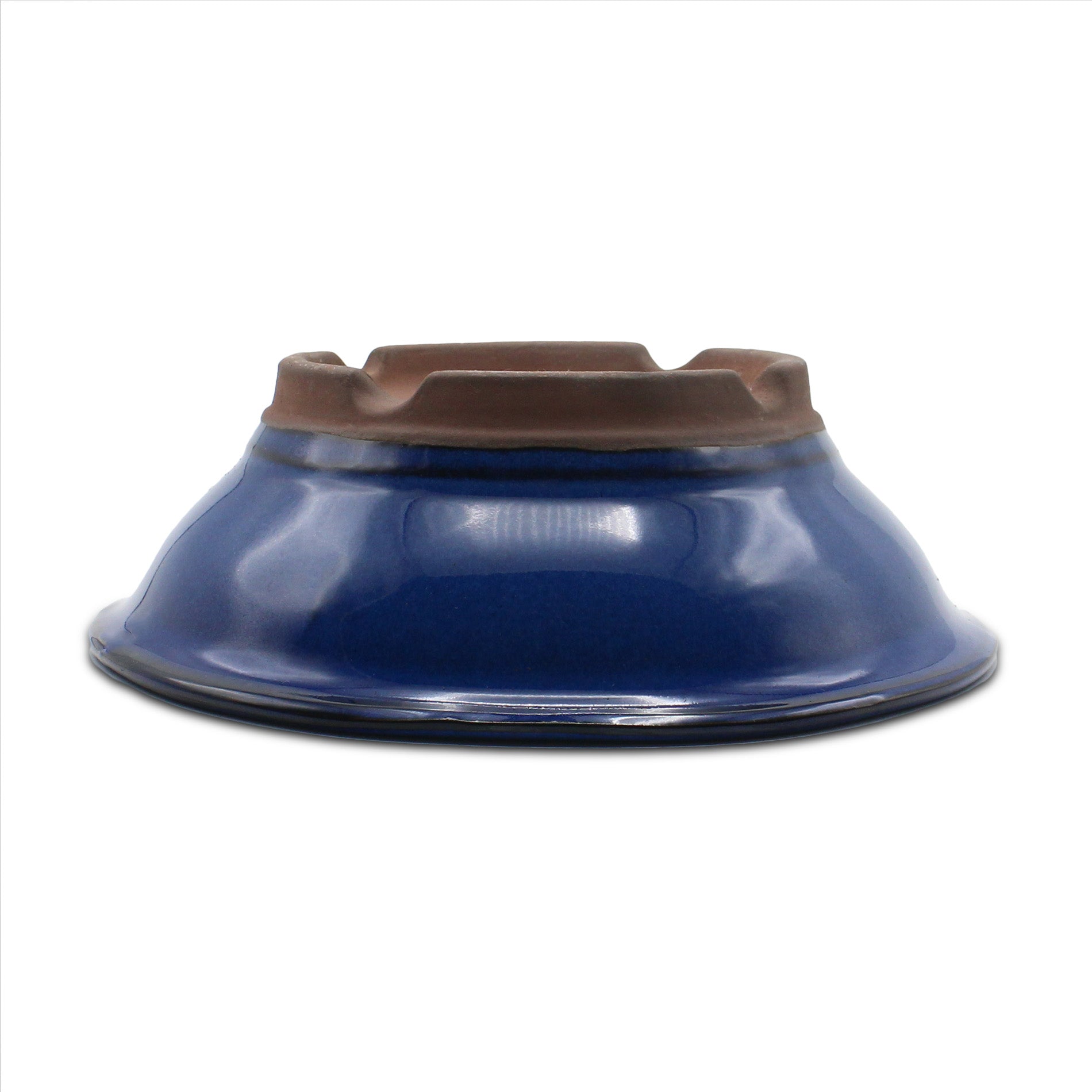 盆栽鉢 丸陣笠鉢 青色 海鼠釉 四日市萬古焼 (6号(約19.5センチ