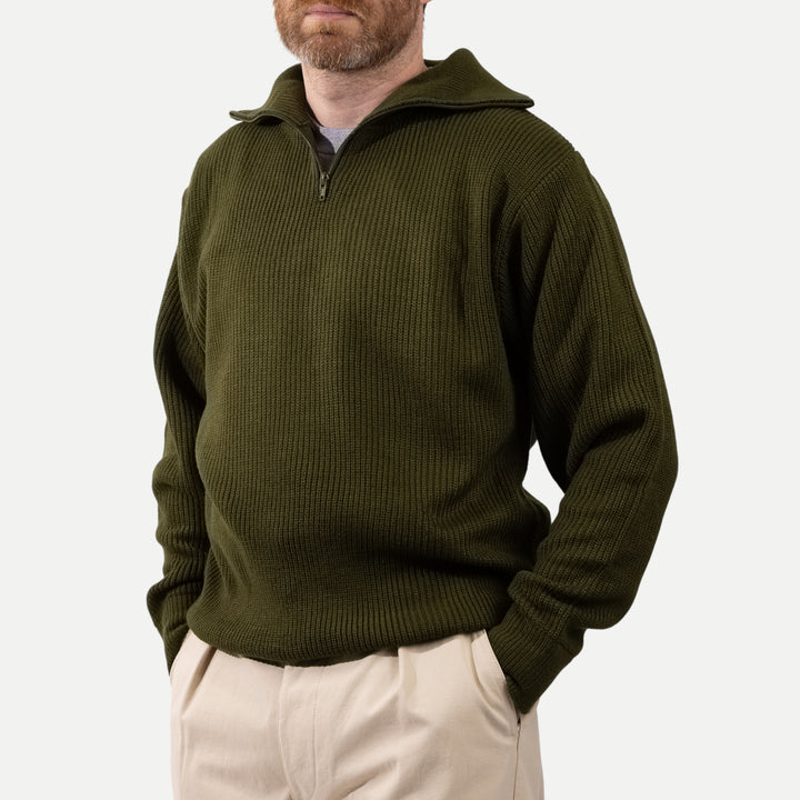 FRENCH ARMY ZIPPED SWEATER - NAVY — Universal Surplus