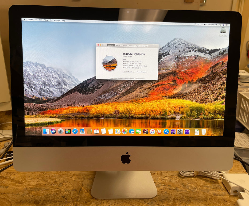 Apple iMac 21.5-inch Mid 2011 2.5GHz Quad-Core Intel Core i5