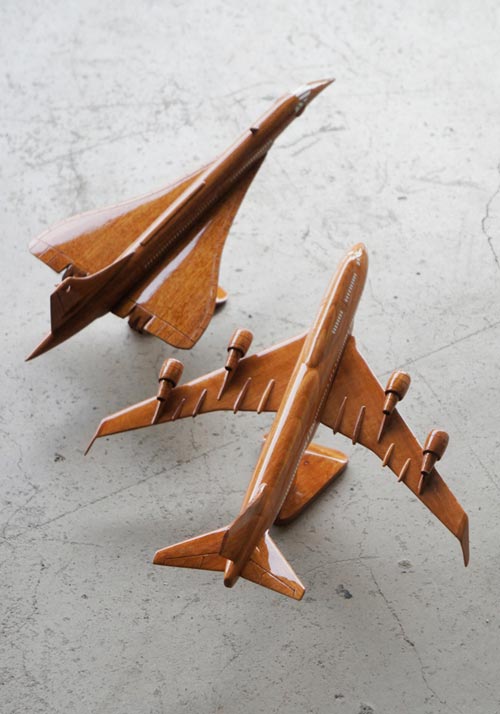 かなり本格的な木製ジャンボジェット＆コンコルドのオブジェ HEIM