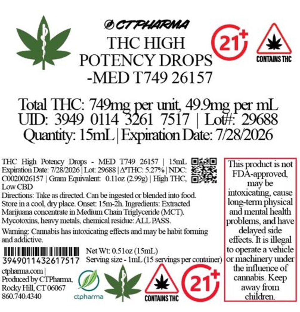 Shop CTP THC High Potency Drops 749mg 26157 15ml | Budr