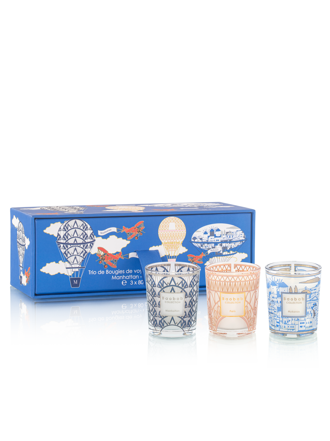 TRIO TRAVEL CANDLES MANHATTAN-PARIS-MYKONOS – Baobab Collection