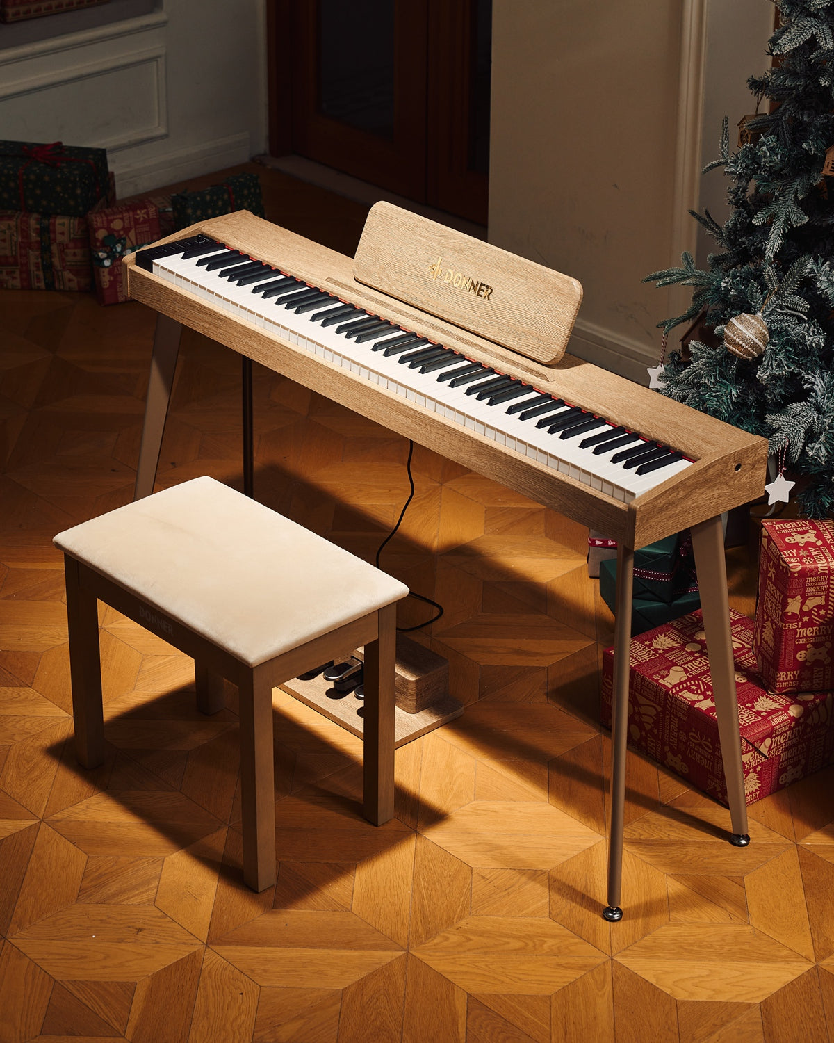 DDP-60 Wooden 88-Key Semi-Weighted Upright Digital Piano Donner
