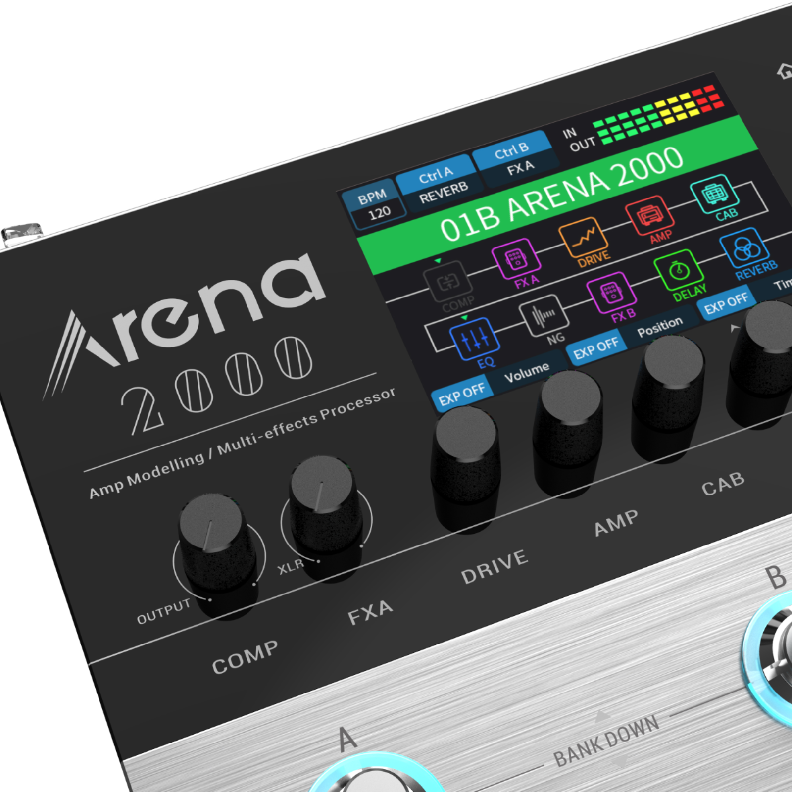 Arena 2000 Multi-Effect Guitar Pedal AMP Modeling Processor Donner