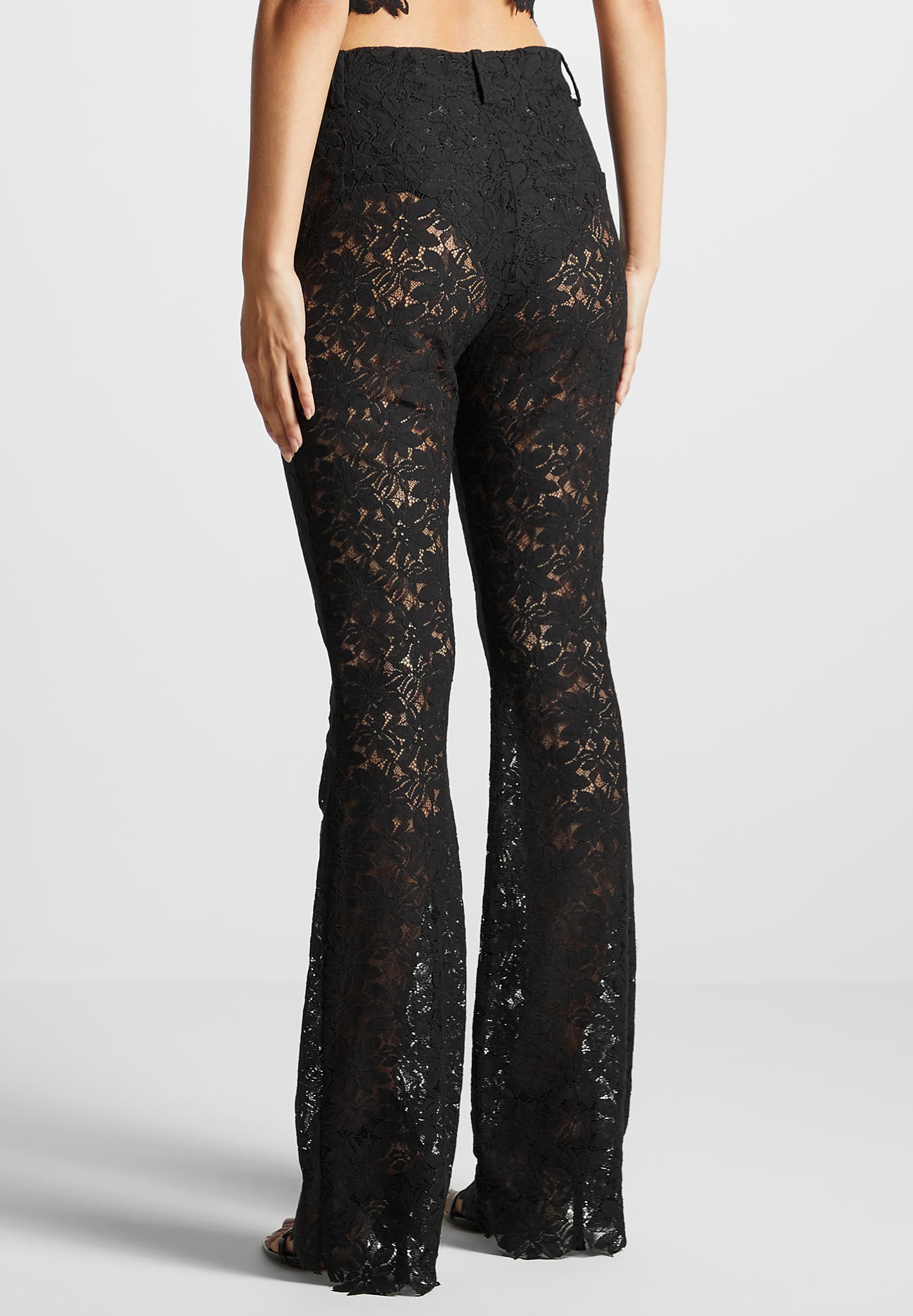 Lace Fit and Flare Trousers - Black | Manière De Voir USA
