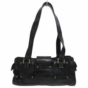 Y2K レザートートバッグ ハンドバッグ 肩掛け イタリア製 ロゴ金具 黒