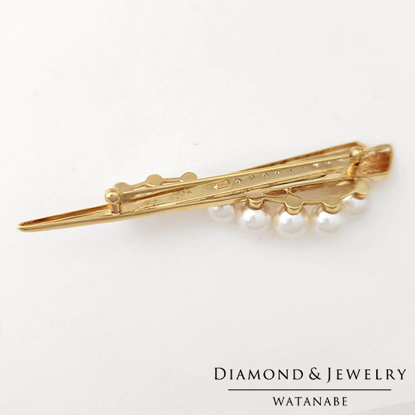 アコヤ本真珠 ダイヤモンド K18(ゴールド) ブローチ TASAKI刻印有り