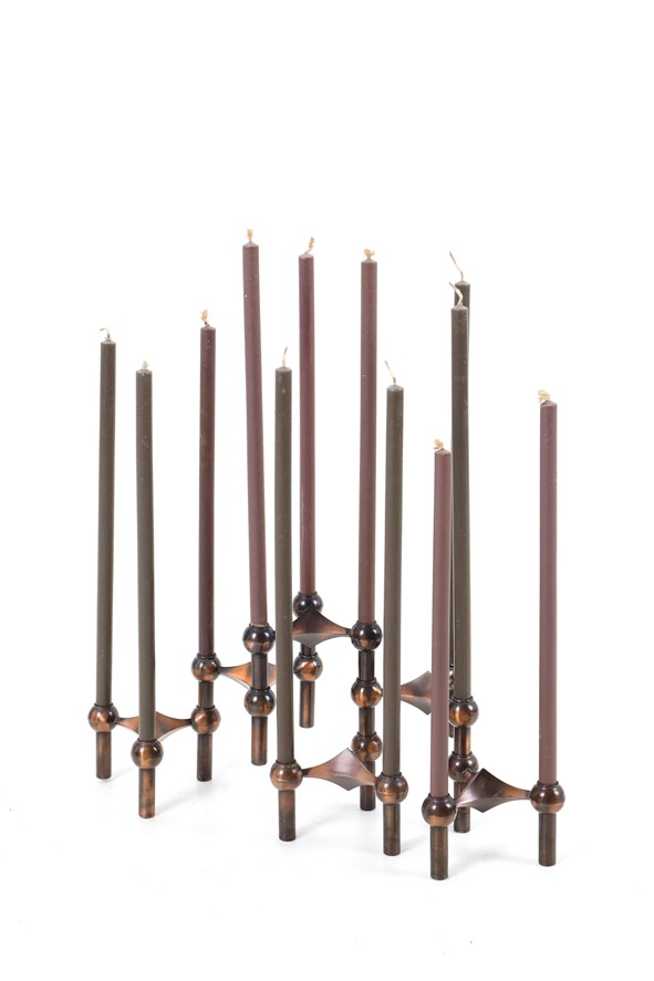 Set of 6 BMF / Stoff Nagel candle holders / modular / copper