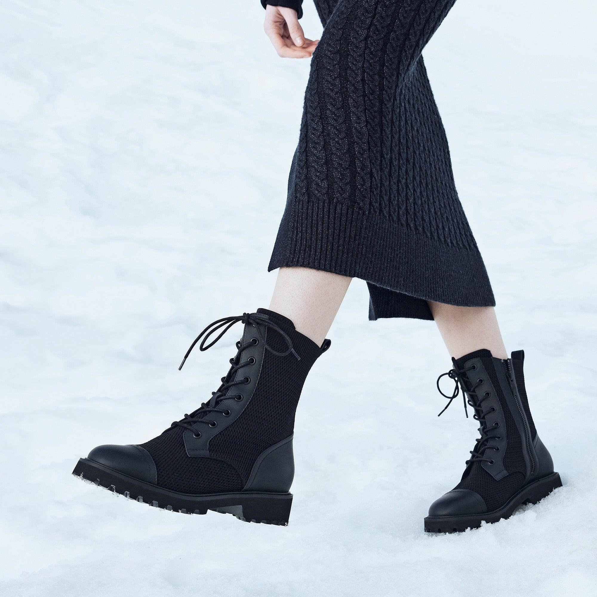 Florence] ラウンドトゥ 撥水加工 ラグソール レースアップ アンクル