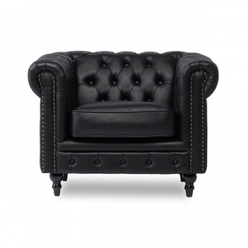 VINCENT(ヴィンセント) 1人掛けソファ 黒 ブラック 合皮 VB1P32K