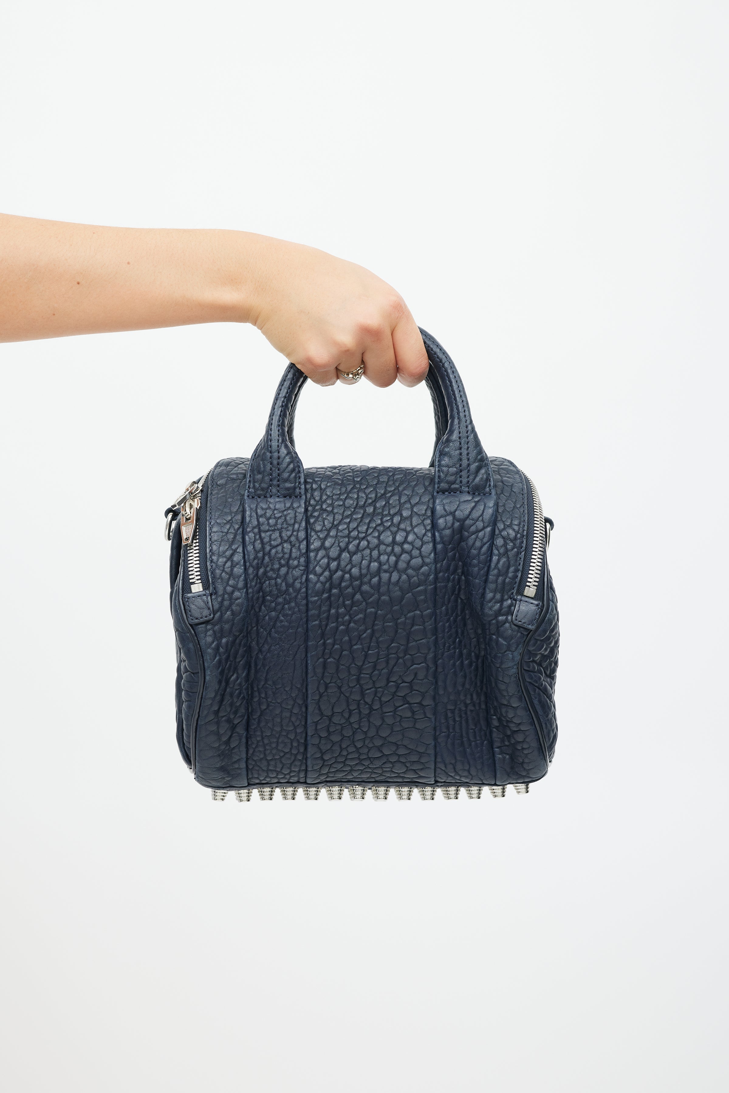 Alexander Wang // Navy & Silver Leather Rocco Studded Bag – VSP