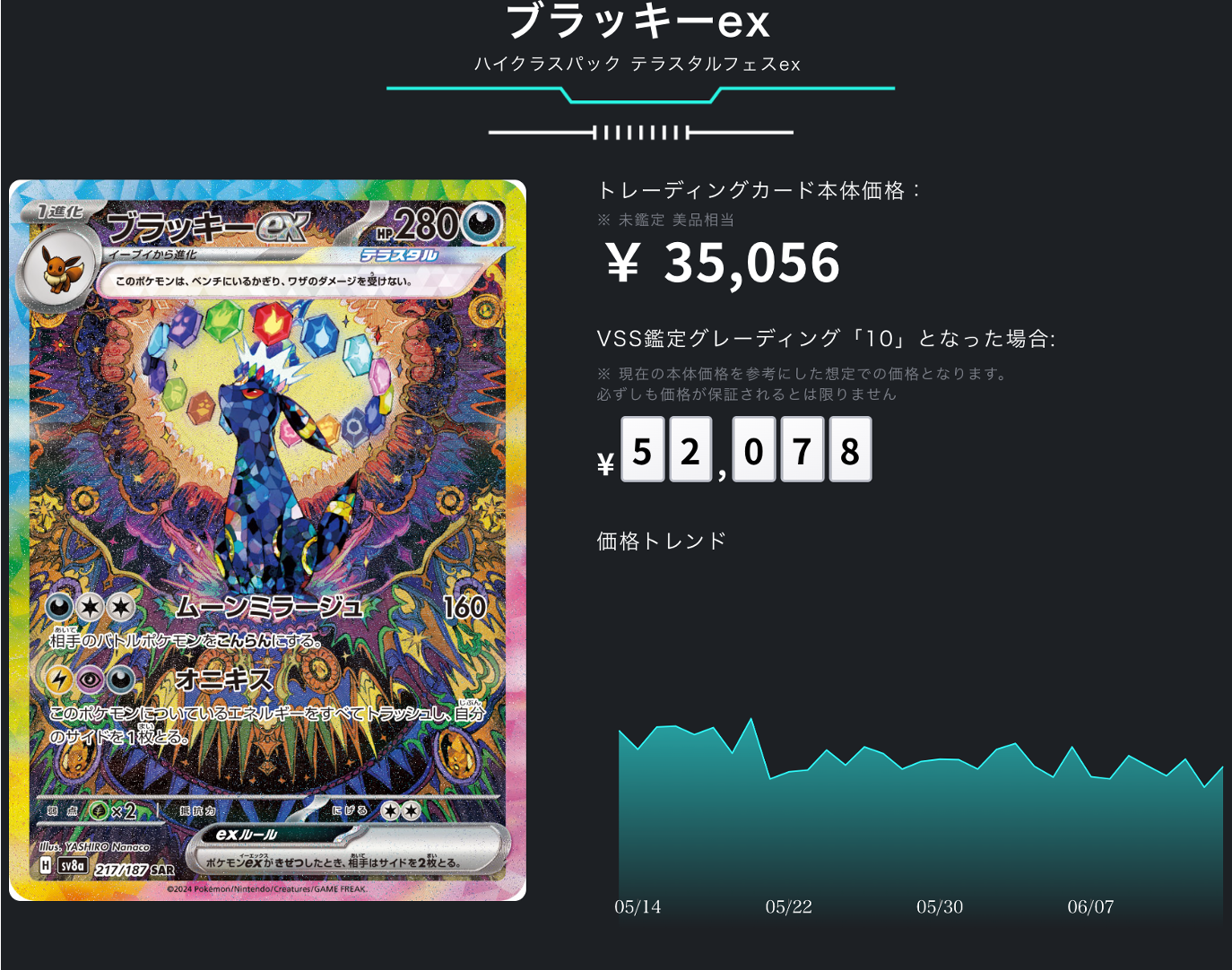 ポケカ）【ブラッキーex（テラスタルフェス ex/SAR）】相場・価格