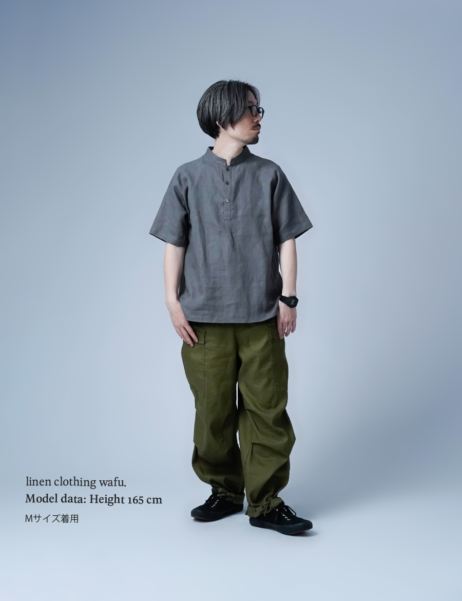 リネンシャツ】風が抜ける瞬間が気持ちいい！マオカラー ラグラン