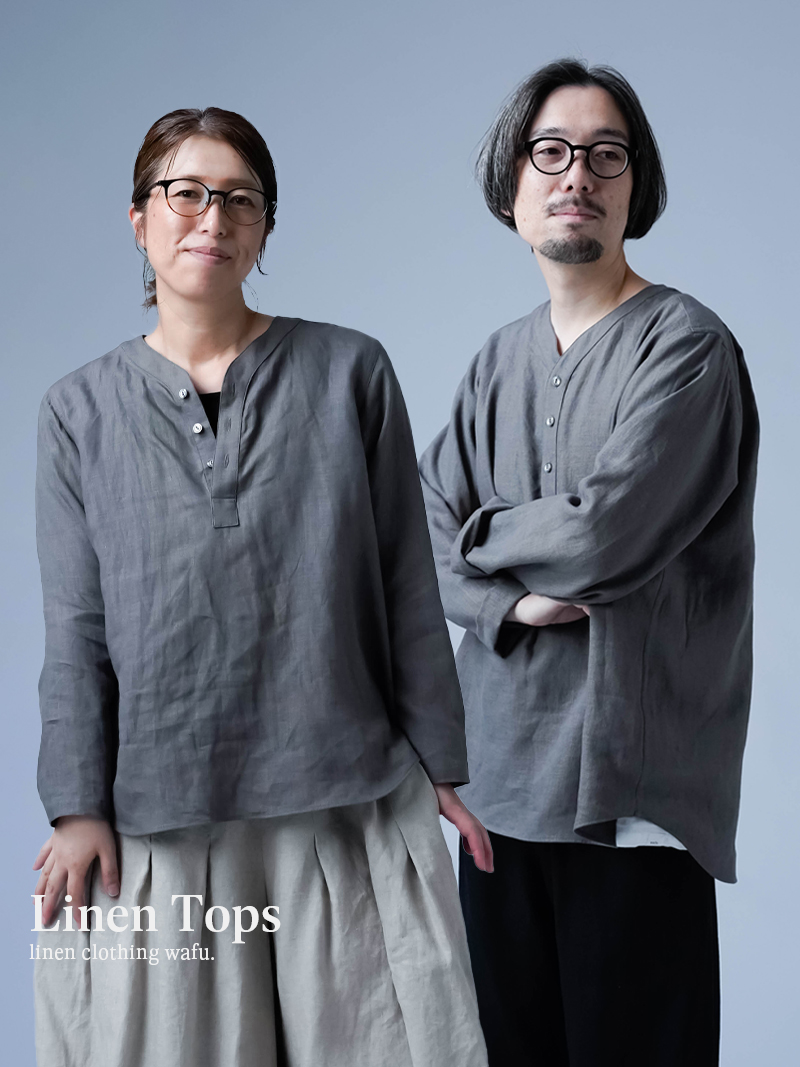 リネントップス】快適さ無制限 スリーピングシャツ ／ 鈍色 t030c-nib1