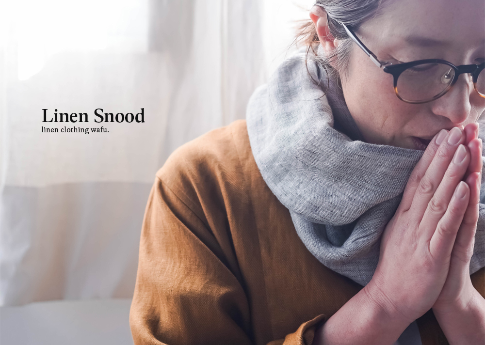 ふわとろ3重リネンガーゼのスヌード】首守（シュシュ）/杢グレー z005d