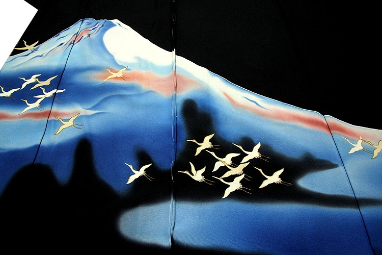 皇室献上作家-熊谷慶雲」 大観霊峰飛鶴 浜ちりめん 最高級 黒留袖