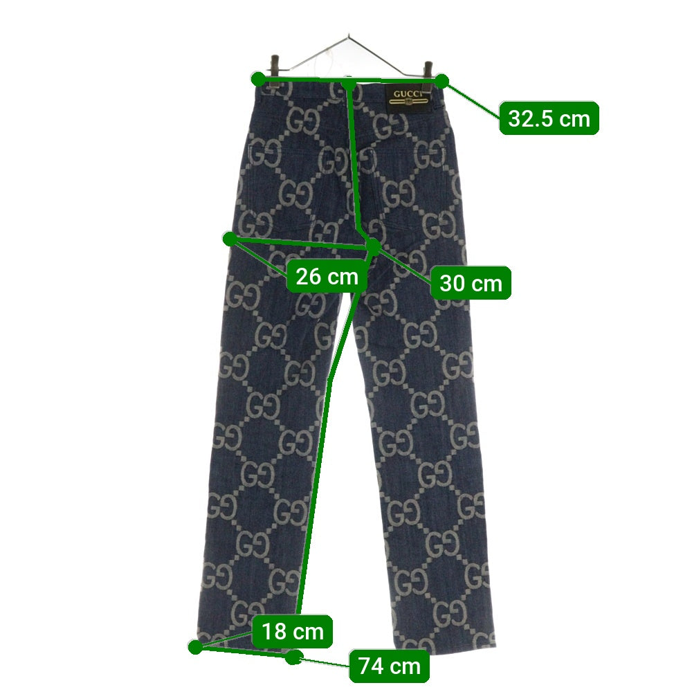 GUCCI(グッチ) ジャンボGG 総柄デニムパンツ レディース インディゴ