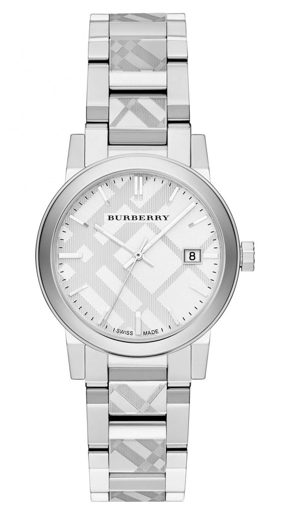 Burberry The City White Dial Silver Steel Strap Watch for Women