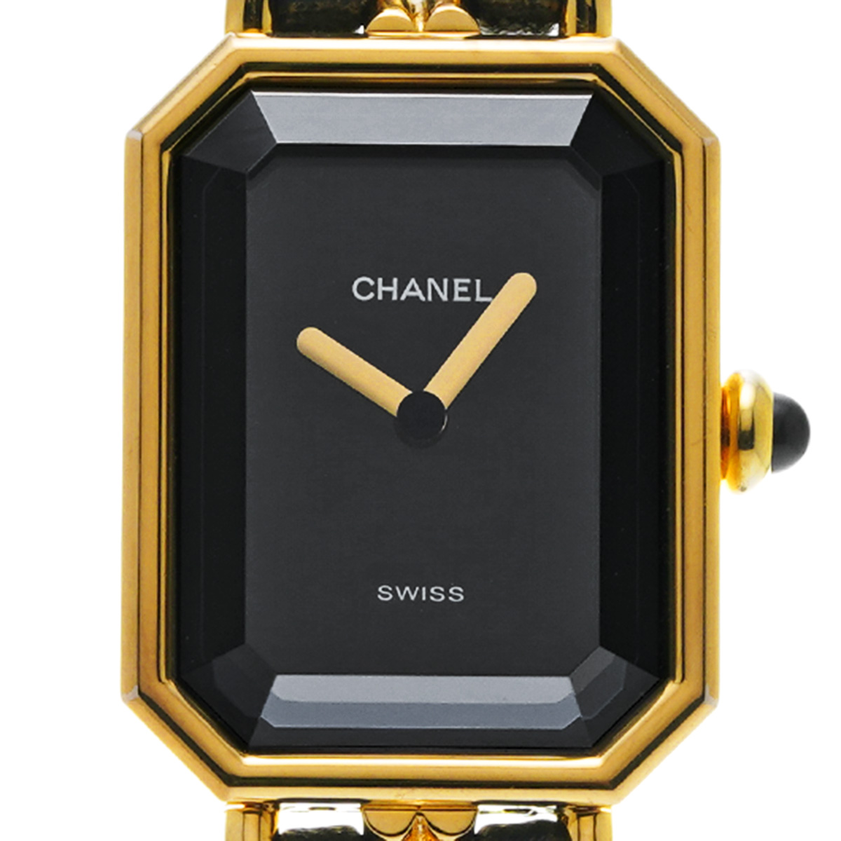 シャネル プルミエール L H0001 ブラック レディース 時計 【中古
