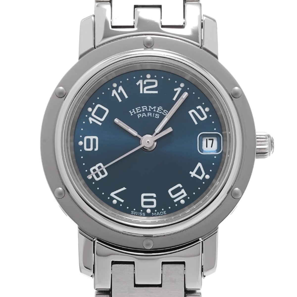エルメス クリッパー CL4.210 ブルー レディース 時計 【中古