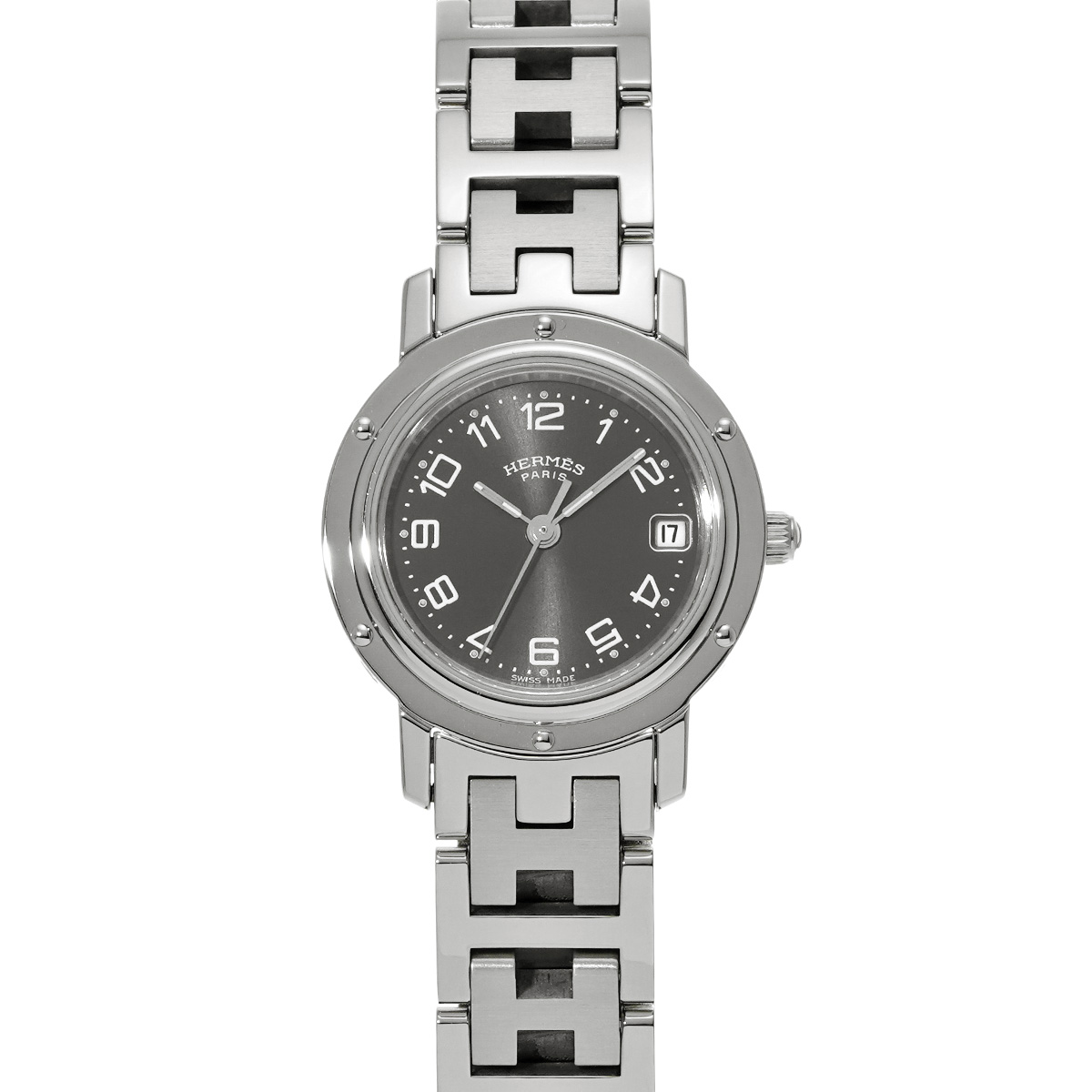 エルメス クリッパー CL4.210 グレー レディース 時計 【中古