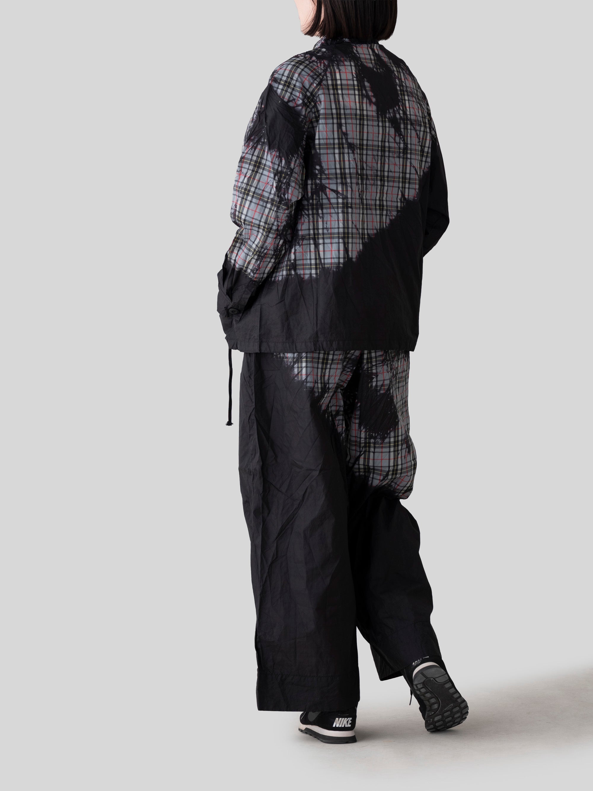 ワイドクロップドパンツ KAGE check GRAY 乙なもの｜宝島染工