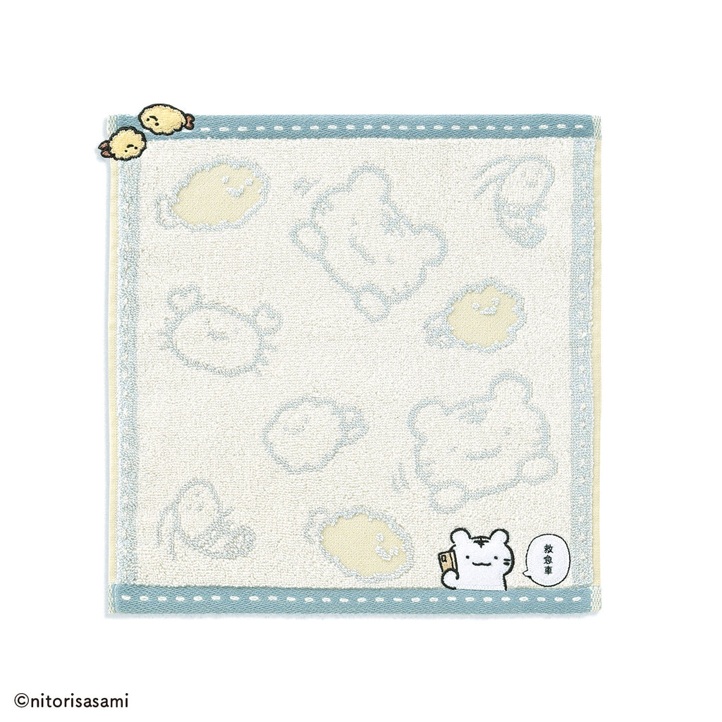 ホワイトタイガーとブラックタイガー カニ爪フライとえびフライ タオル