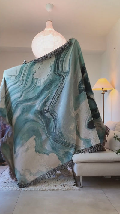 Sky Blue Flow Throw Blanket | iMPeRF