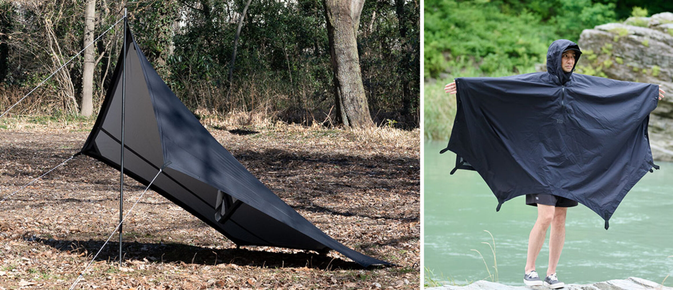 ムラコから、タープにもなる2.5レイヤーの軽量ポンチョが登場。フェス