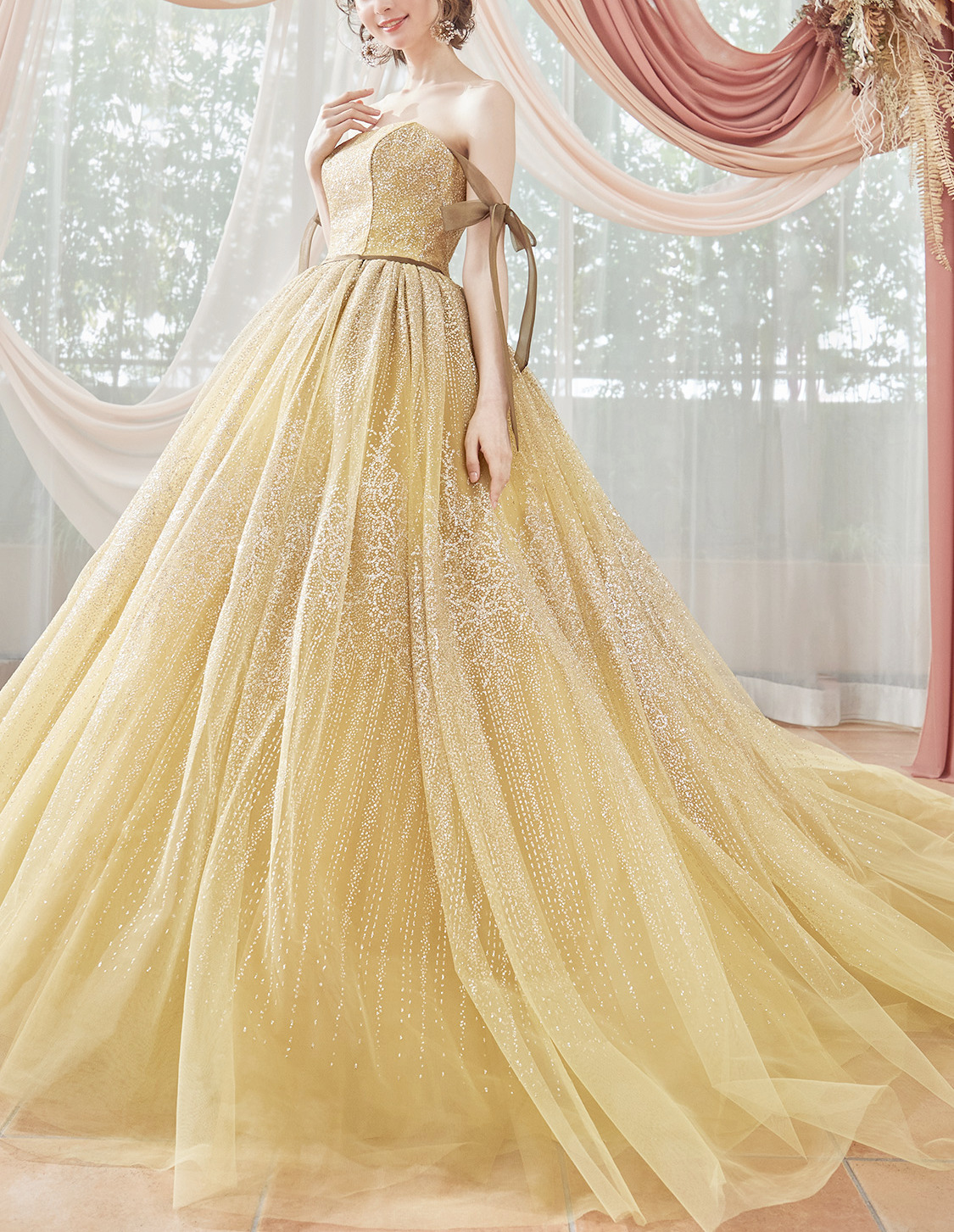 ルルフェリーチェ カラードレス イエロー【LU-0146】フェミニンな輝き