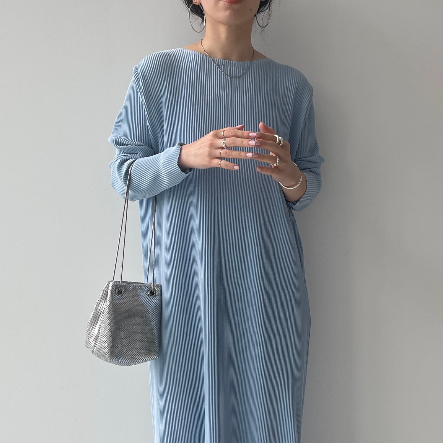 ARCHIVE】daily daily super stretch crew neck pleats one piece