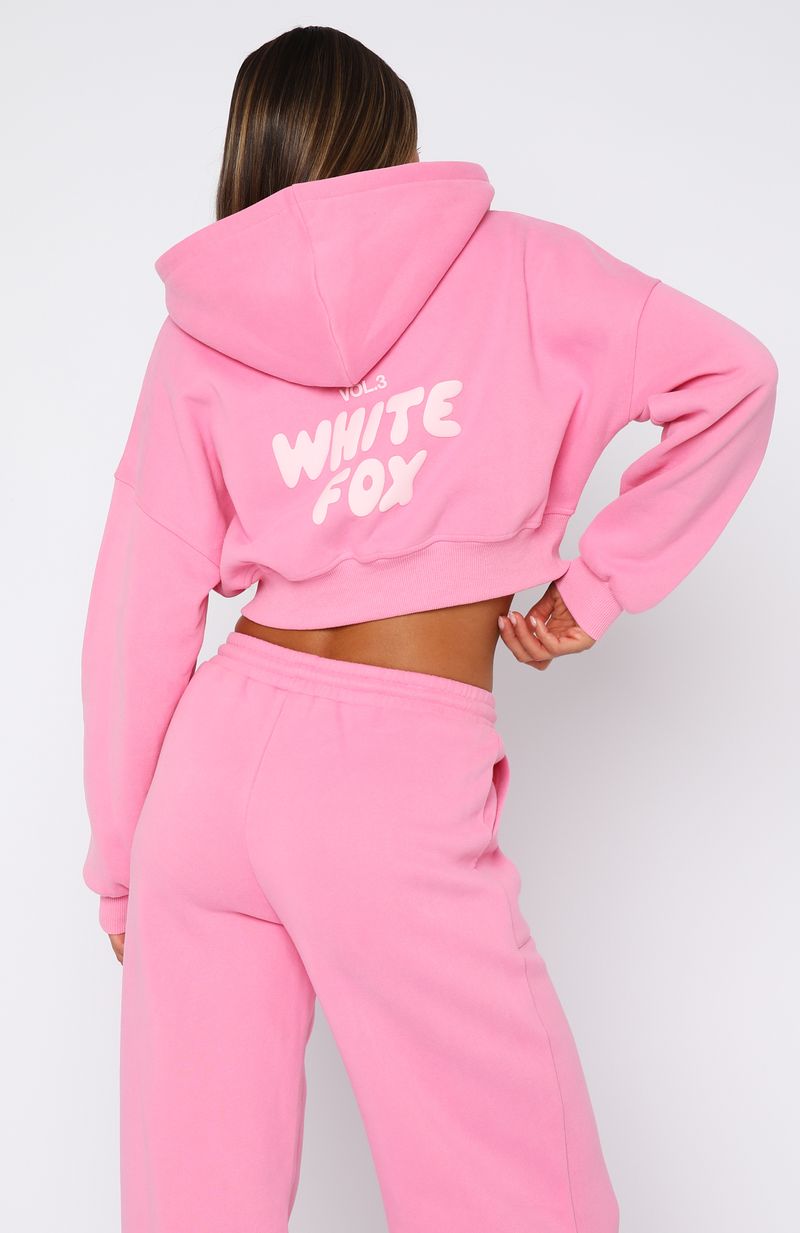Offstage Cropped Zip Hoodie Bubblegum | White Fox Boutique US